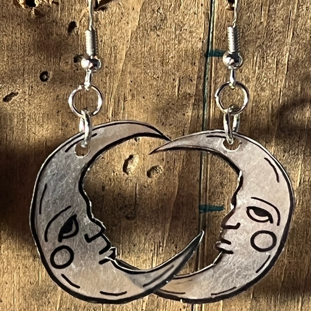 Moon Face Drop Earrings